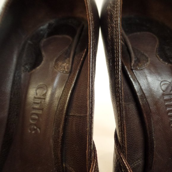 Chloe Brown Open Toe Platform Heels Sz 40 - Picture 14 of 16